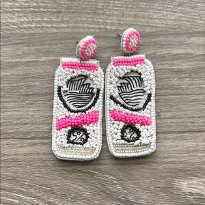 Handcrafted Pink and White Beaded Earrings
